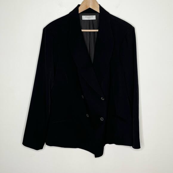 MM. Lafleur Womens The Roxane Double Breasted Blazer Size 2X Black Twill Career - Picture 3 of 14
